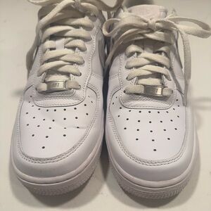 Nike White Womens AF1 Sneakers with Perforated Design